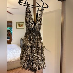 Party dress - Elegant Floral Glitter Strap Deep V-Neck Dress